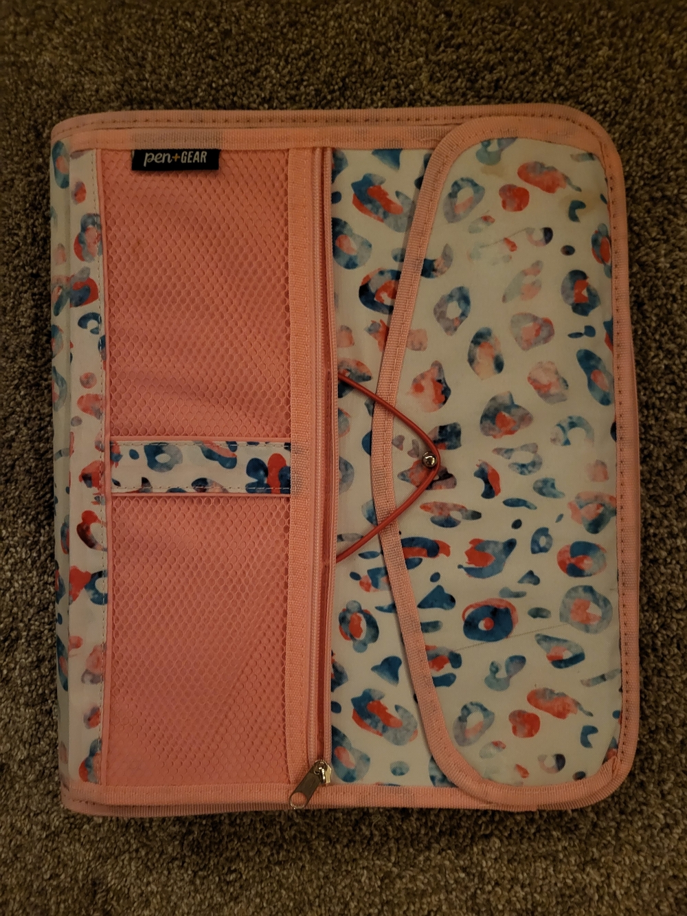 Pink & Multi Watercolor Pattern Binder Organizer